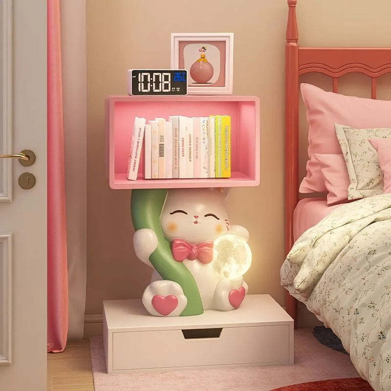 Cartoon cute cat figurine nightstand table from MC The Black Diamond, featuring a playful cat design on a bedside table.