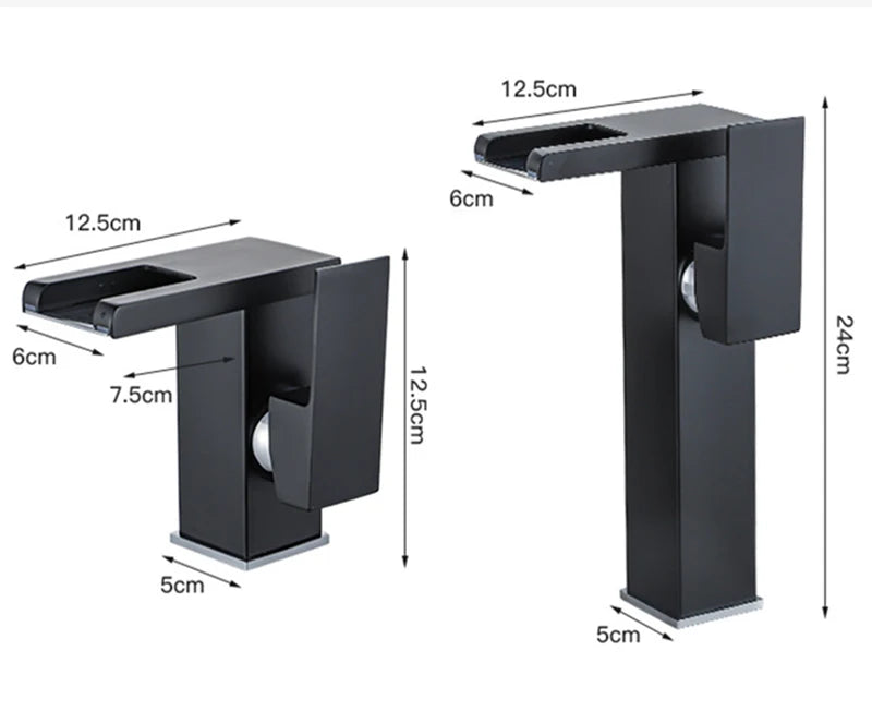LED temperature-display basin faucet by MC THE BLACK DIAMOND, featuring modern bath sink faucet design with illuminated temperature indicator.