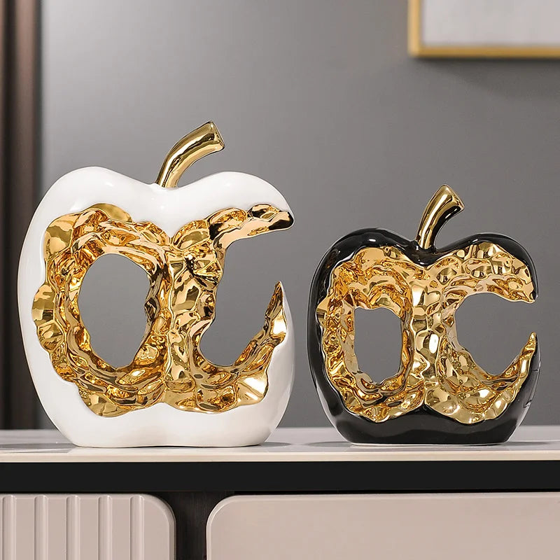Modern ceramic apple figurine by MC THE BLACK DIAMOND, sleek light luxury home decor ornament for stylish interior accents.