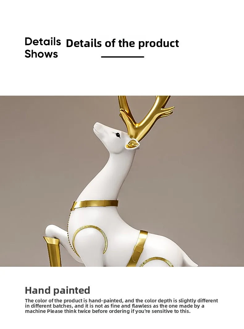 Luxury MC THE BLACK DIAMOND lucky deer sculpture for living room decor, detailed decorative figurine in elegant style.