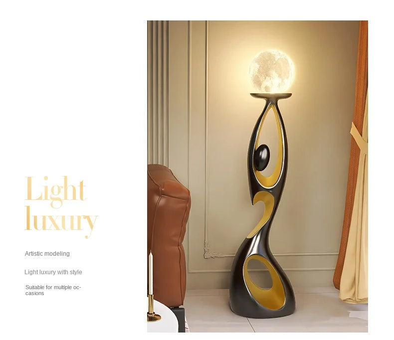 Resin abstract sculpture in a creative living room setting, decorative floor art piece by ๐๐ ๐๐๐ ๐น๐๐๐๐ ๐ป๐๐๏ฟฝ