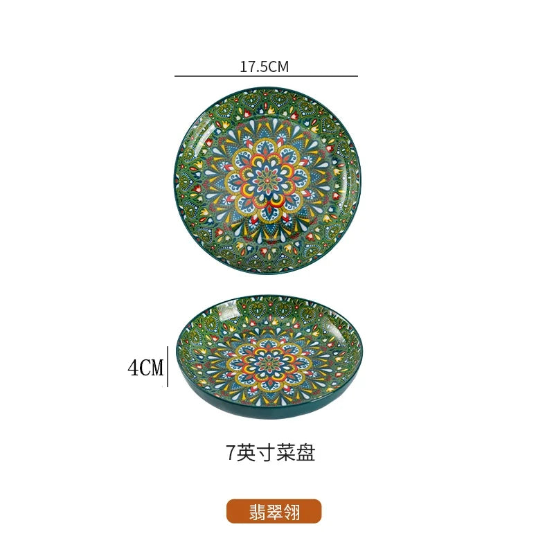 Bohemia ceramic rice bowl serving plate with intricate black diamond pattern, crafted by ๐๐ ๐๐๐ ๐น๐๐๐๐ ๐ป๐๐๏ฟฝ
