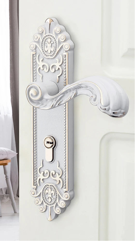 Ivory white MC THE BLACK DIAMOND gold door lock with keys, modern home security door handle, decorative home decor hardware