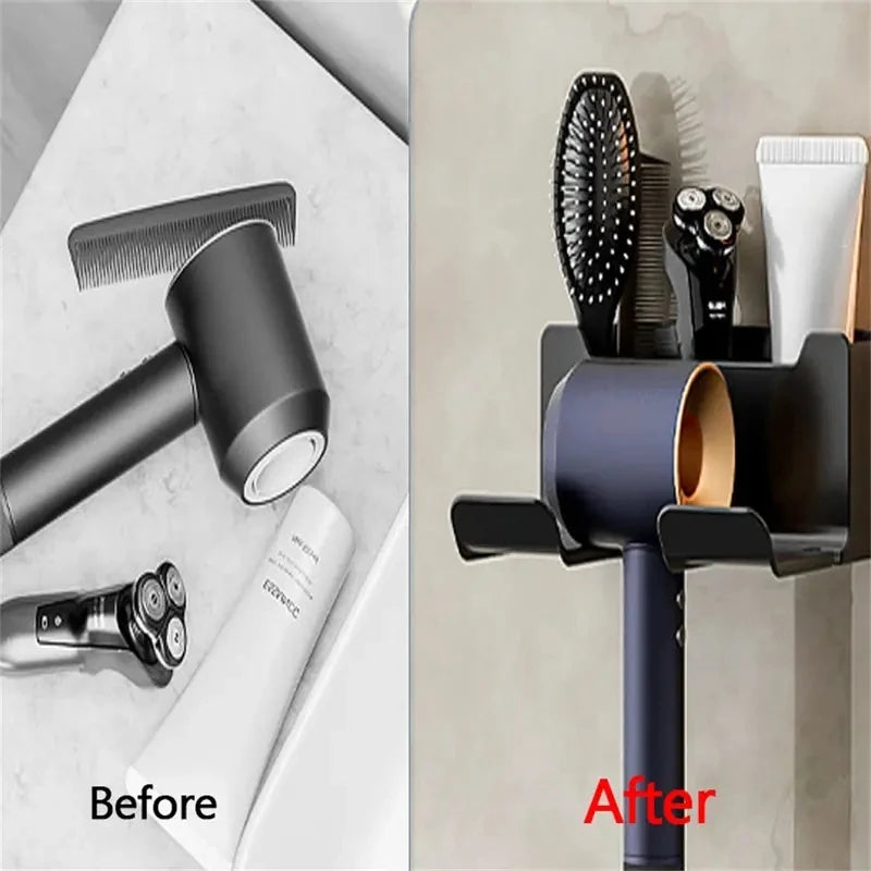 MC THE BLACK DIAMOND hair dryer organizer storage for bathroom, featuring a sleek, functional design for easy hair dryer access.