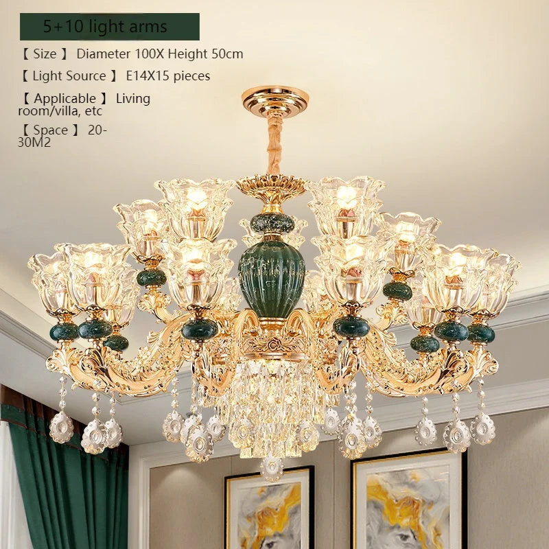 LED crystal ceramic European chandelier by MC THE BLACK DIAMOND featuring retro style and elegant lighting fixture design