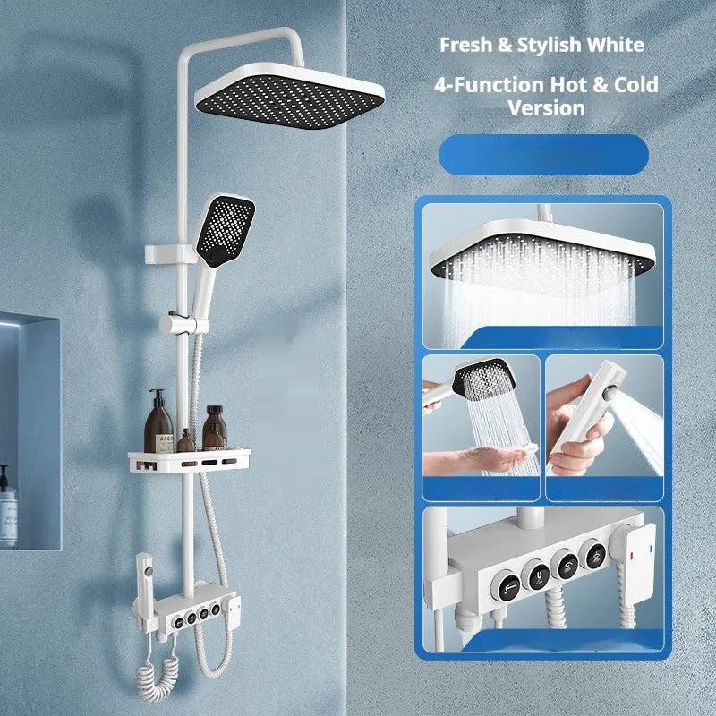 Modern MC THE BLACK DIAMOND multi-function shower system with multiple spray heads and sleek chrome finish.