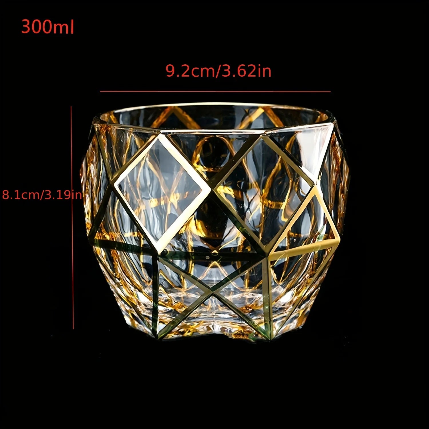 Golden painted crystal tumblers from MC THE BLACK DIAMOND, elegant multi-functional drinkware with a crystal finish.