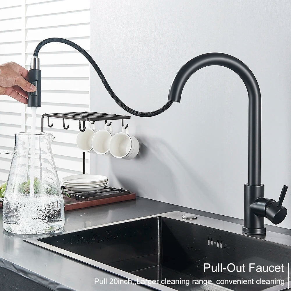 Touch-control kitchen faucet by MC THE BLACK DIAMOND with sleek modern design and easy touch activation, shown in polished finish.
