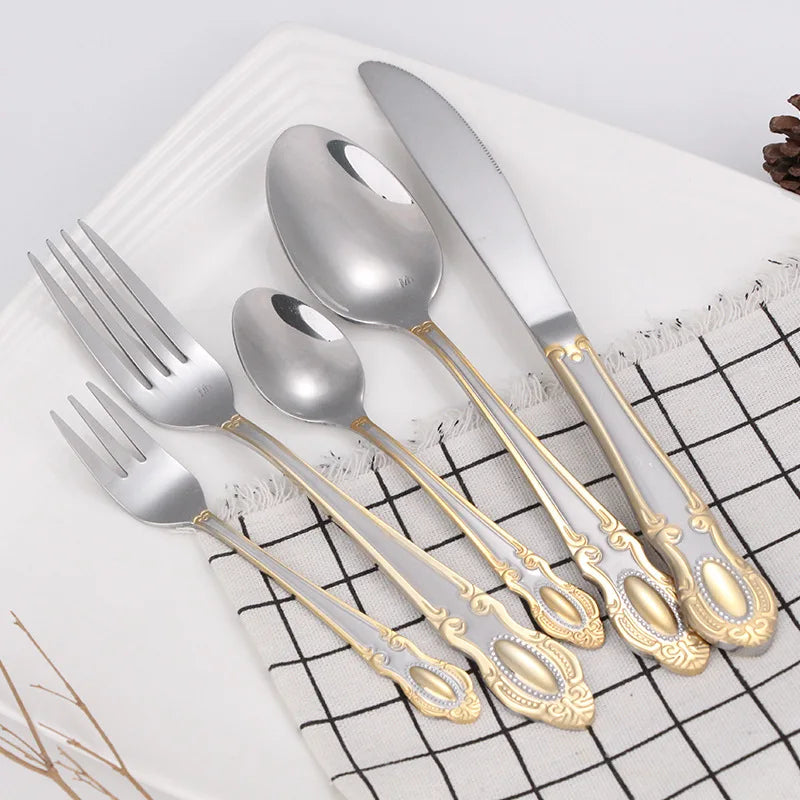 sets of steel knife and fork spoon