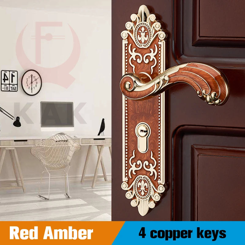 Ivory white gold door lock with keys and handle, security home decor by MC THE BLACK DIAMOND, installed on a door.