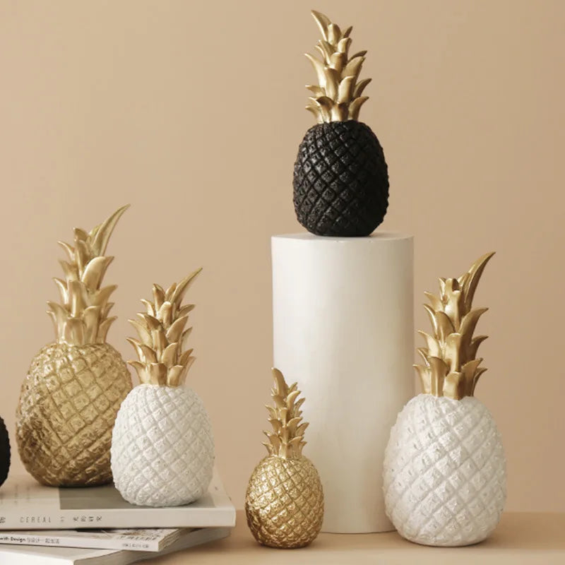 Golden ceramic pineapple home decor by MC THE BLACK DIAMOND, perfect for living rooms, porches, or wedding gift decoration.