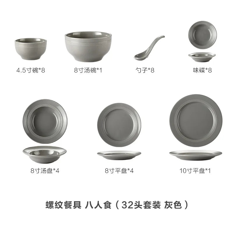 Nordic black and gray ceramic tableware set with rice bowls, soup bowls, and plates from 𝕄𝕔 𝕋𝕙𝕖 𝔹𝕝𝕒𝕔𝕜 𝔻𝕚�