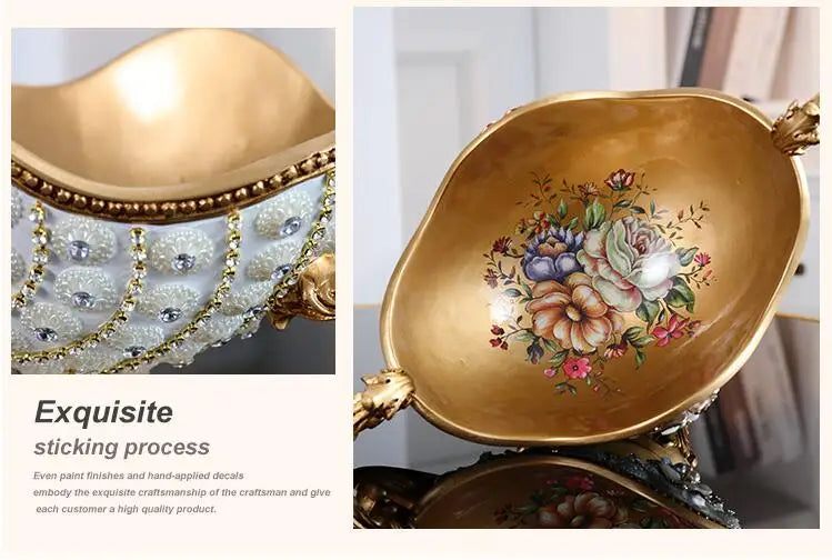 Decorative European resin diamond fruit bowl by MC THE BLACK DIAMOND, featuring a glossy, intricate design ideal for home decor.
