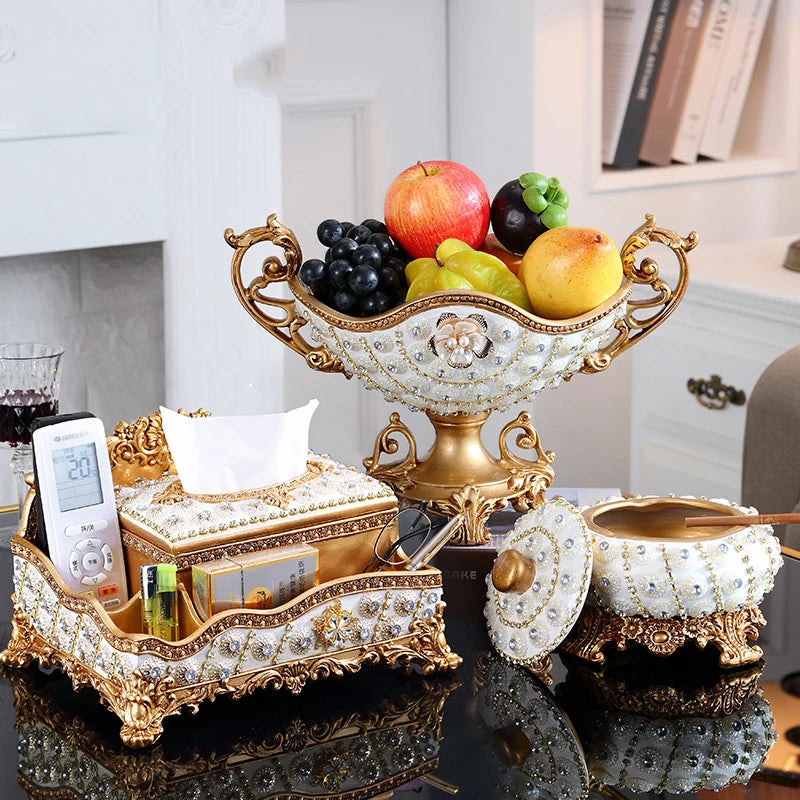 European Resin Diamond Fruit Plate decorative bowl by MC THE BLACK DIAMOND featuring a unique resin design and diamond pattern.