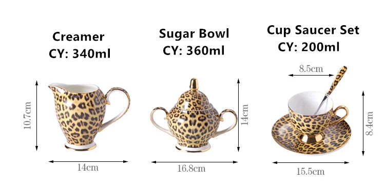 Leopard print bone china coffee set by 𝕄𝕮 𝕋𝕙𝕖 𝔹𝕝𝕒𝕔𝕜 𝔻𝕚𝕒𝕞𝕠𝕟