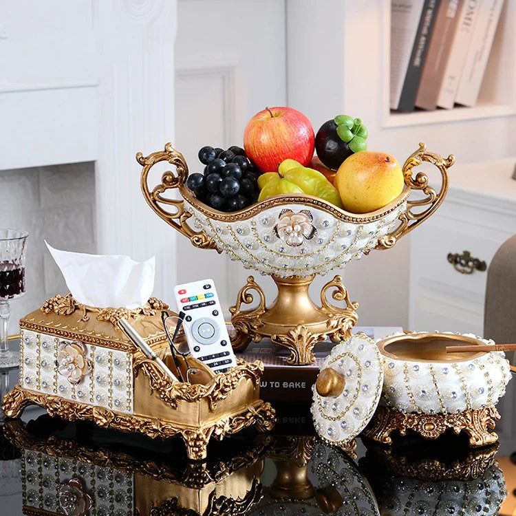Decorative European resin diamond fruit bowl by MC THE BLACK DIAMOND featuring a vibrant, intricate design for stylish home decor.