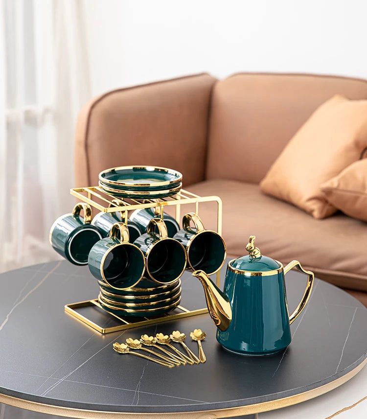 Luxury ceramic coffee and tea cup set by MC THE BLACK DIAMOND featuring elegant designs and a sophisticated light finish.