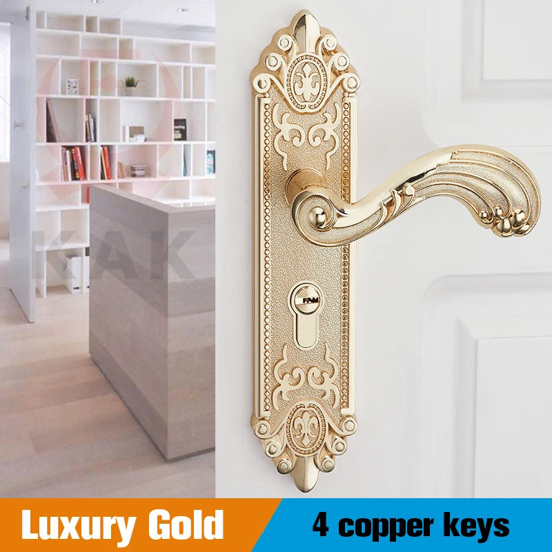 Ivory white gold door lock with keys and handle, MC THE BLACK DIAMOND home security door hardware in a modern decor setting.