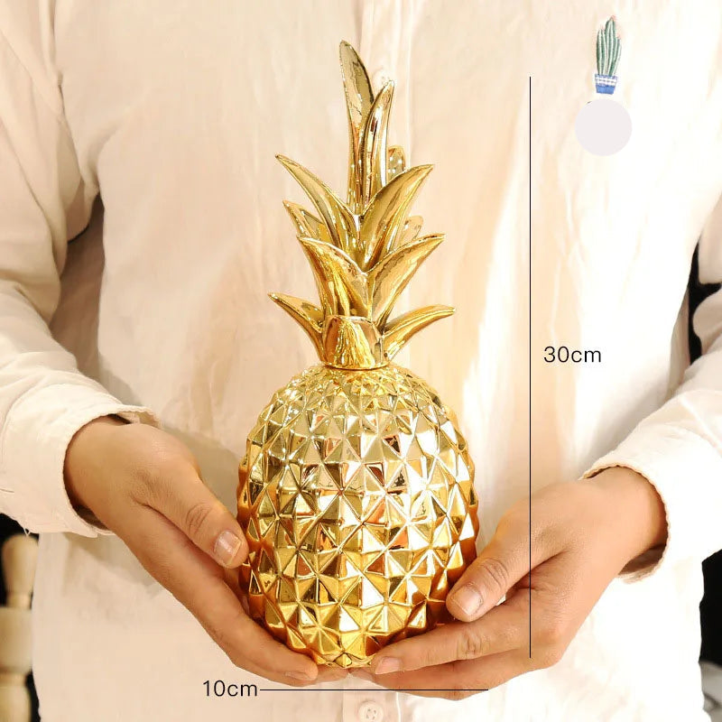 Golden ceramic pineapple home decor by MC THE BLACK DIAMOND, soft decorative piece for living rooms, porches, or wedding gifts