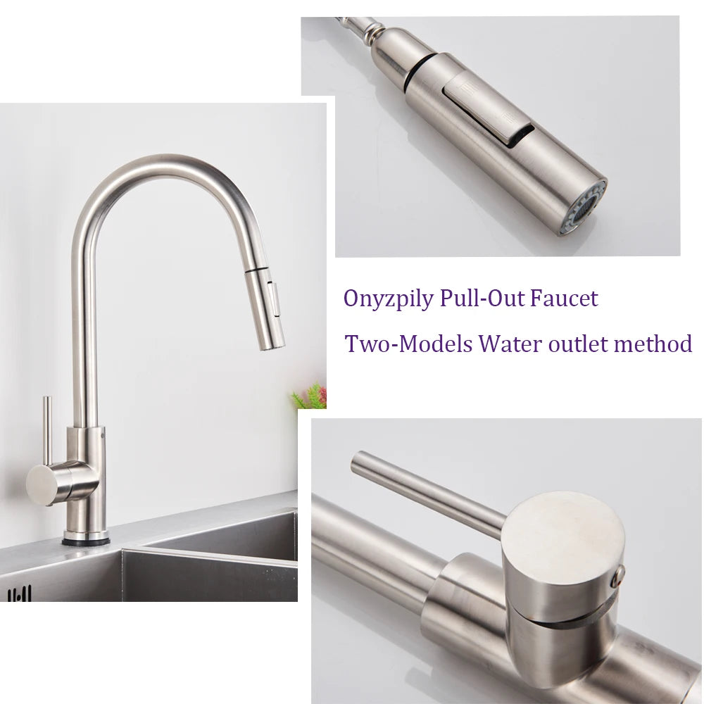 Touch-control kitchen faucet by MC THE BLACK DIAMOND with sleek modern design and chrome finish, shown installed in a kitchen sink.