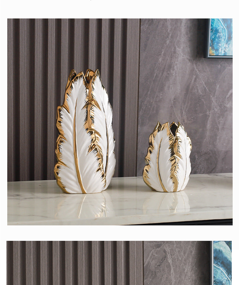 Luxury gold painted ceramic home decor piece by MC THE BLACK DIAMOND, personalized living room decoration on TV cabinet.