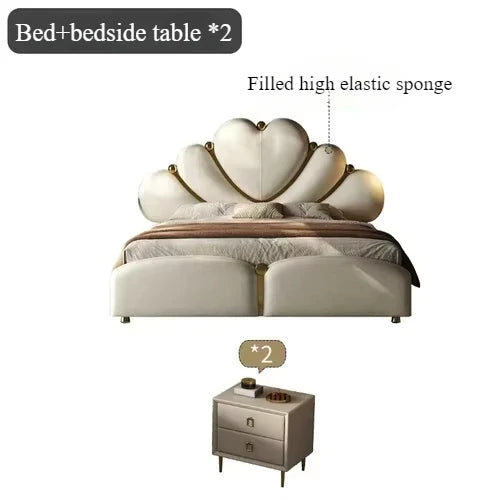 White waterproof Nordic aesthetic double bed headboard by MC THE BLACK DIAMOND, showcasing a sleek European queen size bed frame.