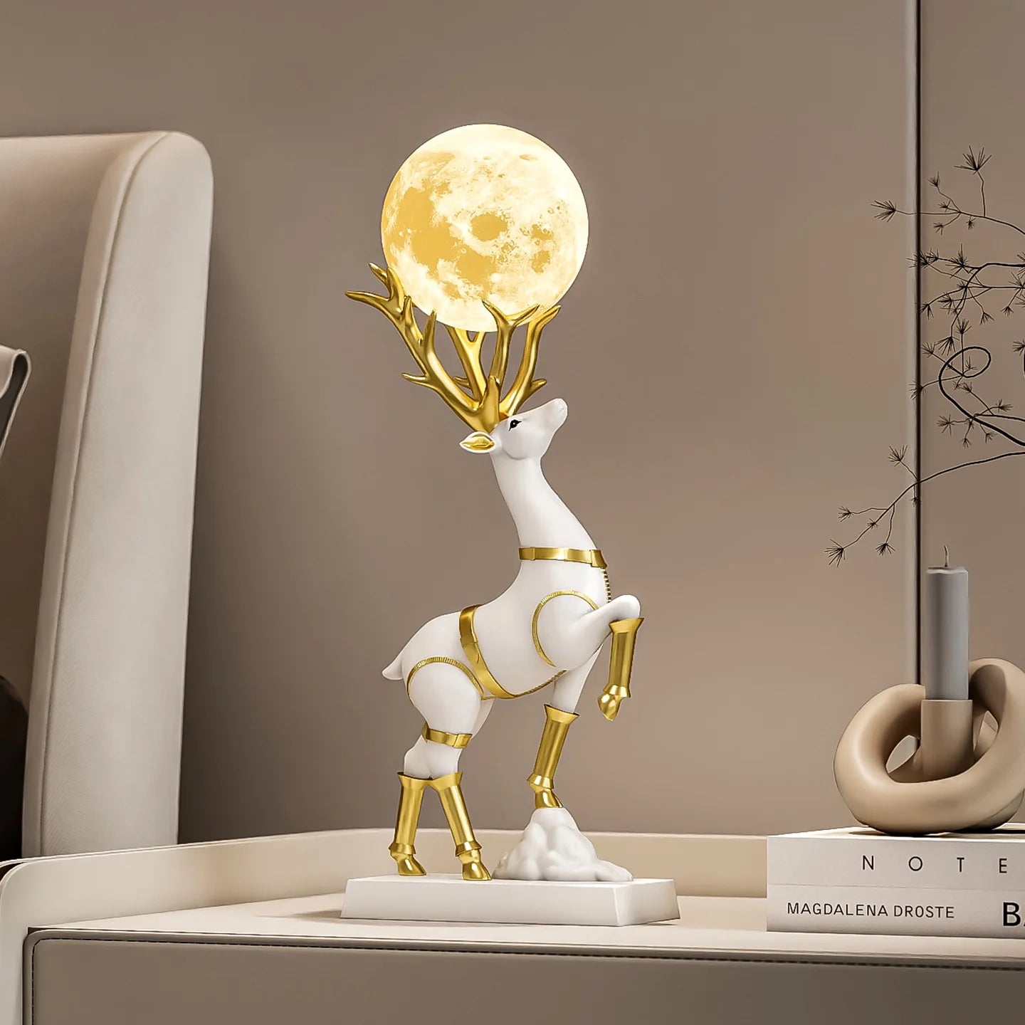 Luxury MC The Black Diamond lucky deer sculpture for living room decor, detailed statue with elegant design and smooth finish.