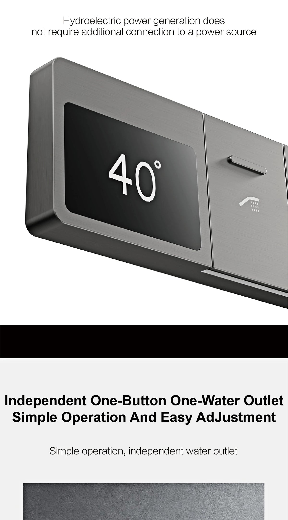MC THE BLACK DIAMOND LED shower system with digital temperature display, hot and cold water faucet for bathtub and shower.