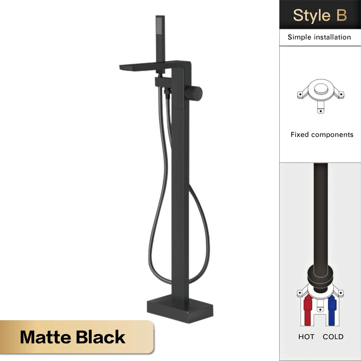 MC THE BLACK DIAMOND bathtub and shower mixer with embedded hot and cold water controls, sleek and modern faucet design