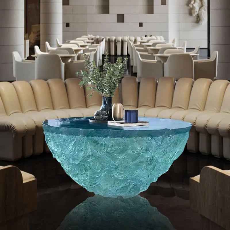 Transparent resin coffee table by MC THE BLACK DIAMOND with sleek, modern design and clear surface for contemporary living spaces.