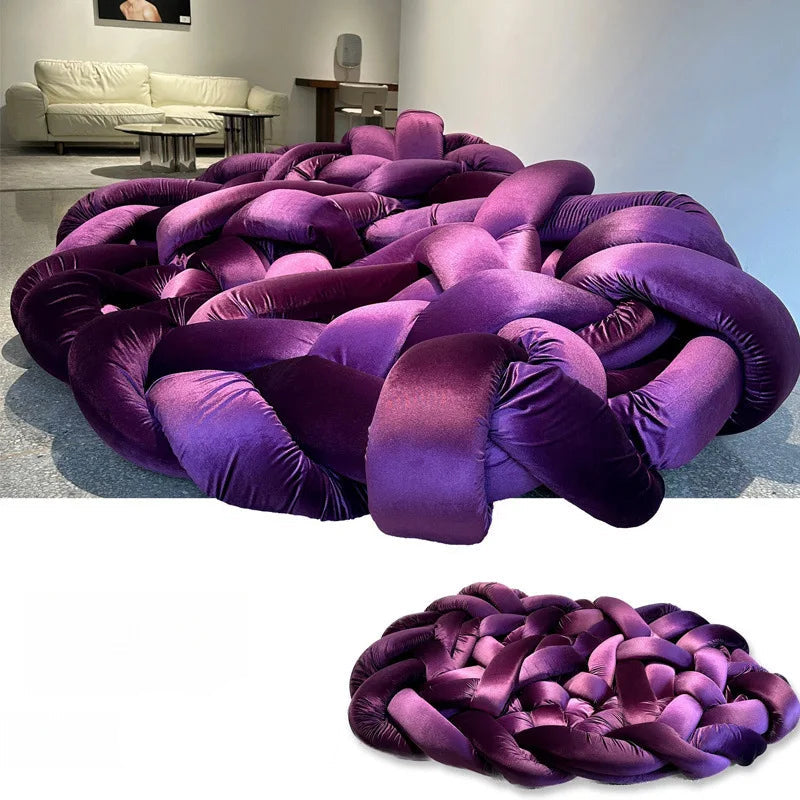 Luxury Italian Nordic designer winding woven python sectional sofa by MC THE BLACK DIAMOND, featuring intricate woven python upholstery.