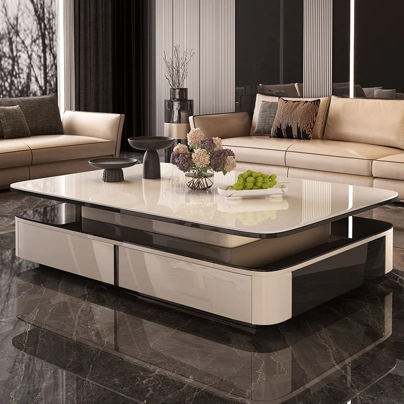 Modern minimalist black glass table with slate microcrystalline stone surface, extended 1.5 meters, by 𝕄𝕔 𝕋𝕙𝕖 𝔹𝕝𝕒𝕔𝕜 𝔻�