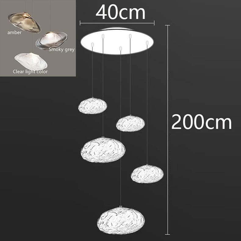 MC THE BLACK DIAMOND stair chandelier pendant light, Nordic home decor for living room and bedroom with modern design