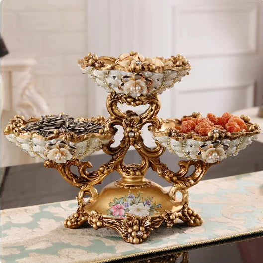 European Resin Diamond Fruit Plate by MC THE BLACK DIAMOND, decorative resin bowl with diamond design, ideal for fruit display or decor.