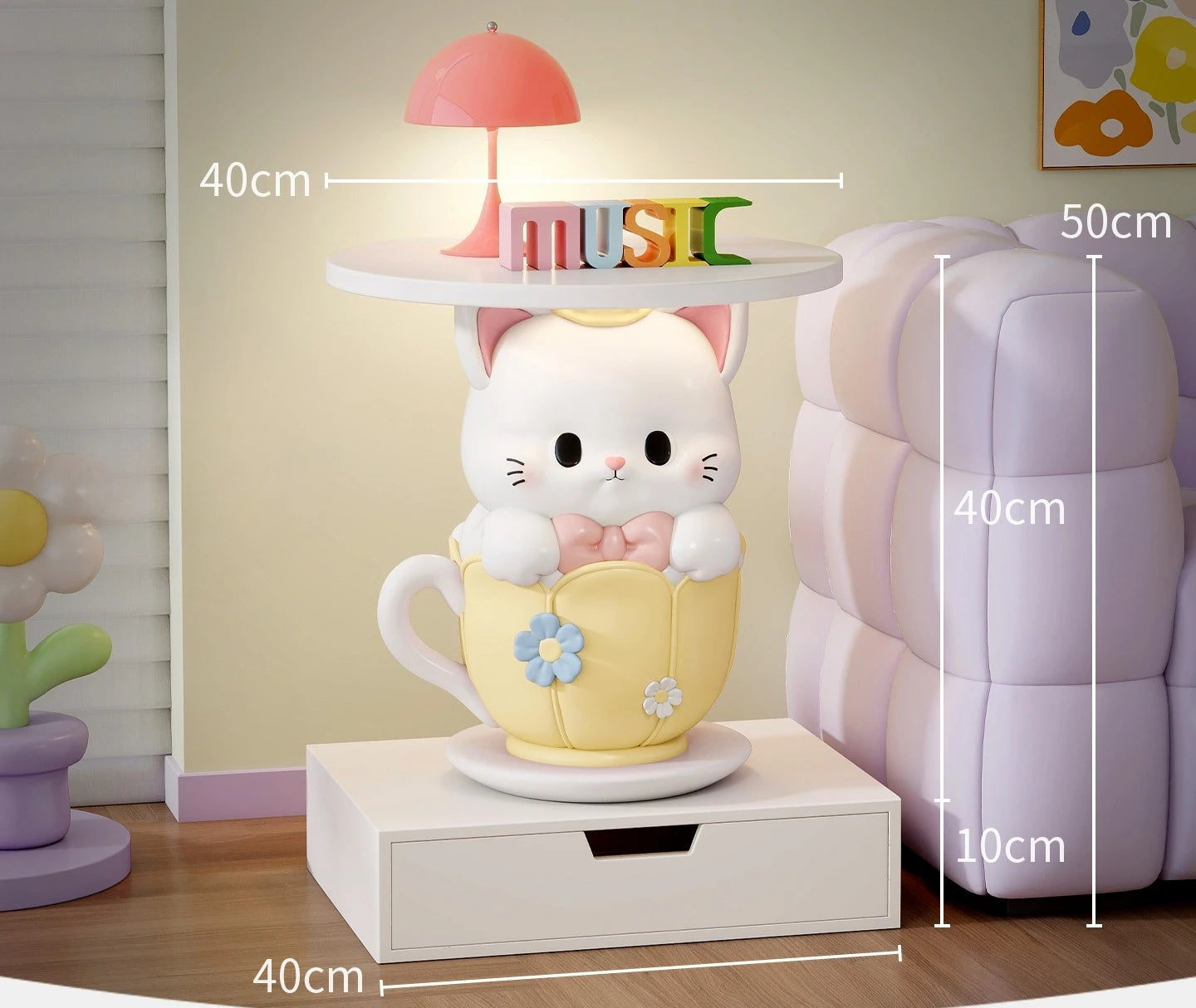 Kawaii MC THE BLACK DIAMOND coffee table with a cute, colorful design, suitable as a stylish end table for modern living rooms.