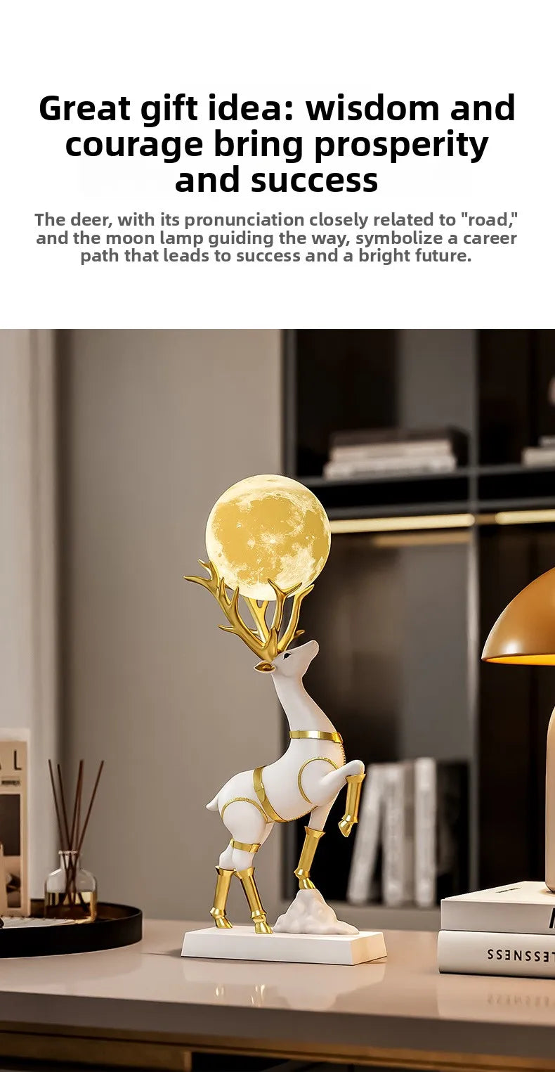 Luxury MC THE BLACK DIAMOND lucky deer figurine sculpture for living room decor, detailed decorative statue for home decoration