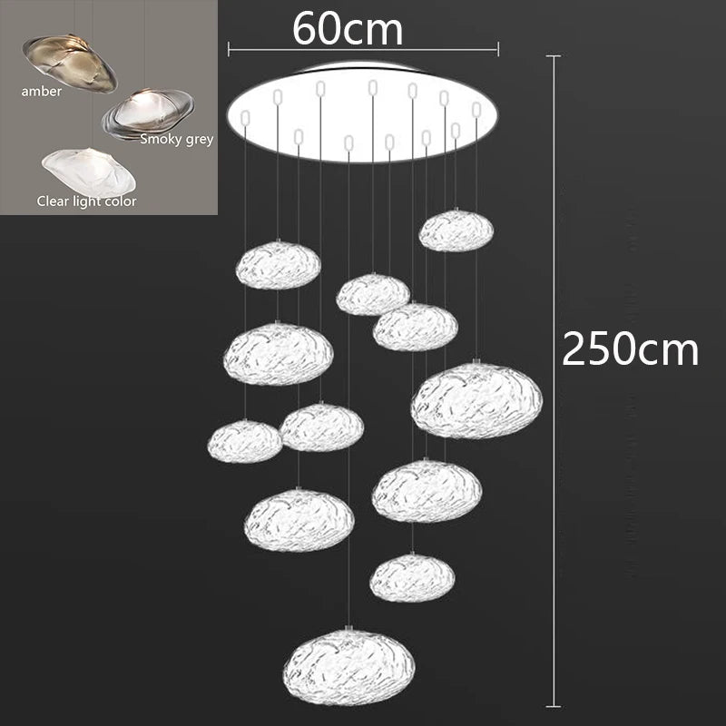 MC The Black Diamond Nordic pendant light hanging in a living room or bedroom stairway, modern home decor chandelier with stylish design
