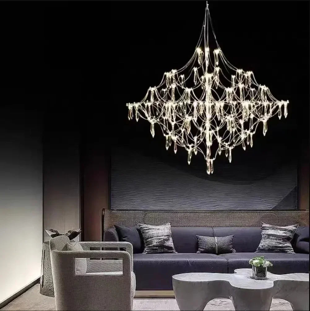 Modern chrome-plated luxury crystal chandelier from MC THE BLACK DIAMOND, elegant lighting fixture for living room decor