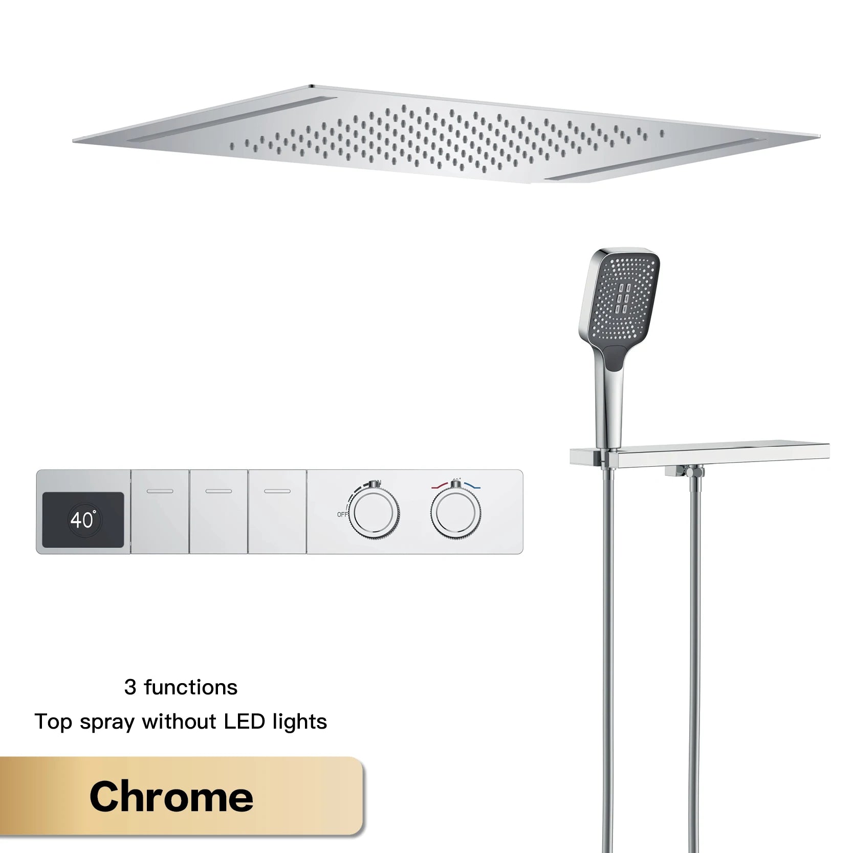 MC THE BLACK DIAMOND LED digital display shower system with hot and cold water control, embedded bathroom faucet for bathtub and shower.