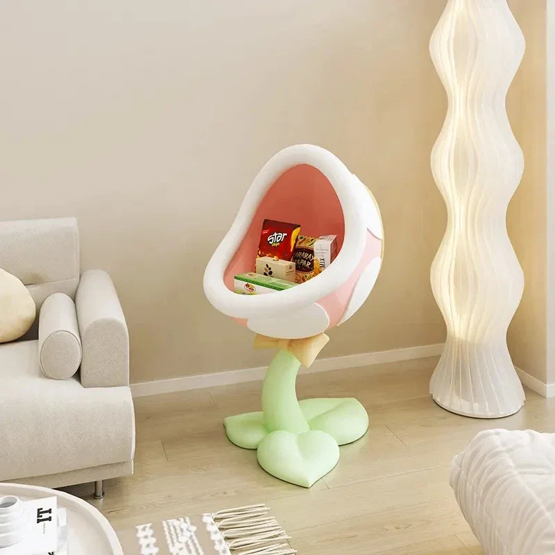 MC THE BLACK DIAMOND home decor sofa side table with a big mouth flower design, used as an elegant end table in living rooms.