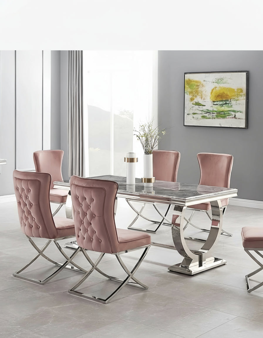 Modern MC THE BLACK DIAMOND velvet dining chair with a sleek, simple design for casual home decor.