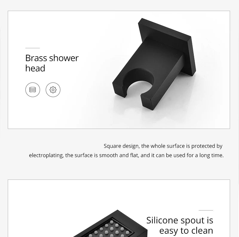 MC THE BLACK DIAMOND LED shower head set with side massage jets and constant temperature valve for a luxurious shower experience