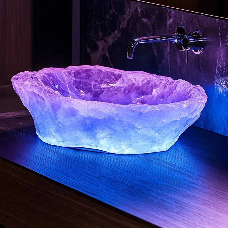MC The Black Diamond crystal stone wash basin vessel sink for office, model room, or bathroom with custom design.