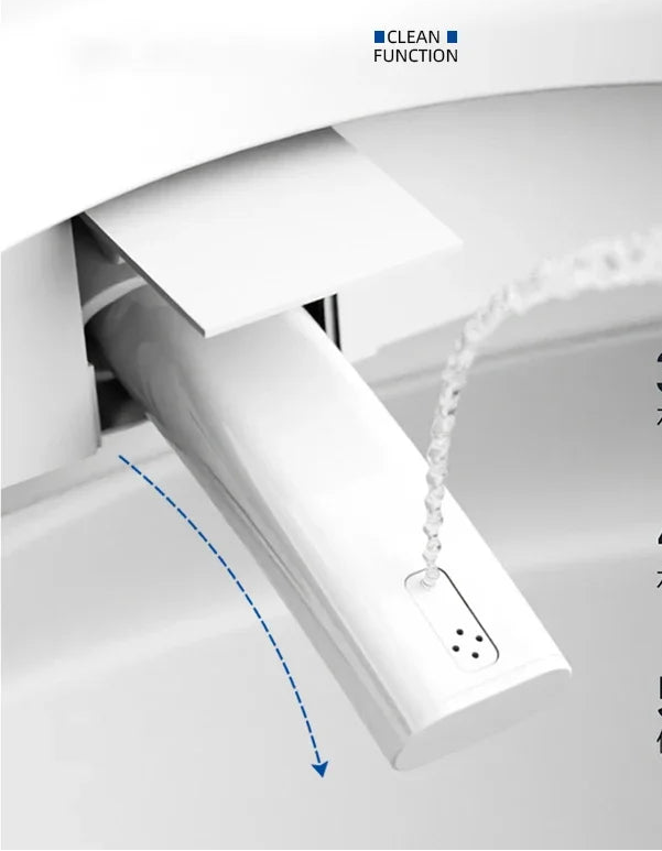 Smart toilet by MC THE BLACK DIAMOND with voice control, fully automatic features, instant hot water, and no water pressure limit.