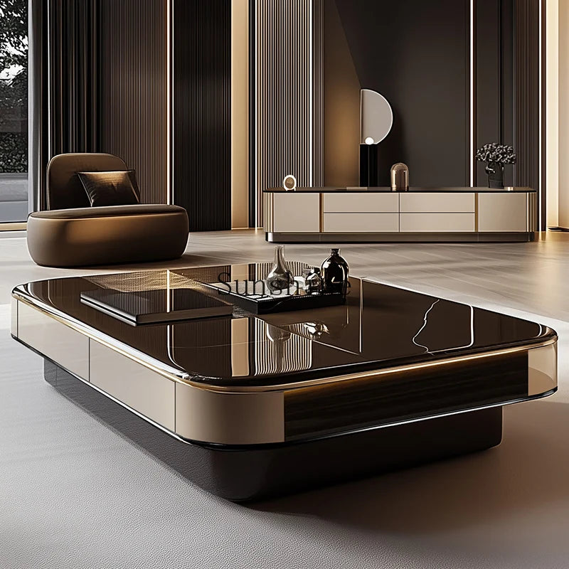 Modern minimalist black glass table with slate microcrystalline stone top by 𝕄𝕔 𝕋𝕙𝕖 𝔹𝕝𝕒𝕔𝕜 𝔻𝕚𝕒𝕞�