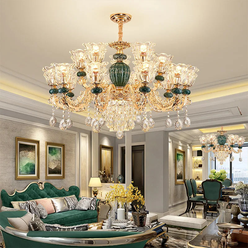 Elegant LED crystal ceramic retro chandelier by MC THE BLACK DIAMOND featuring European-style chandelier lighting fixtures