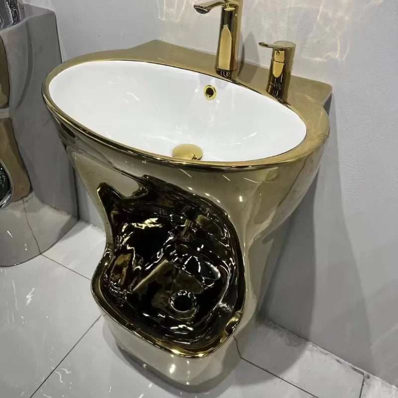 Modern high-gloss veneer square ceramic foot basin from MC THE BLACK DIAMOND, non-slip bathroom accessory set in sleek design