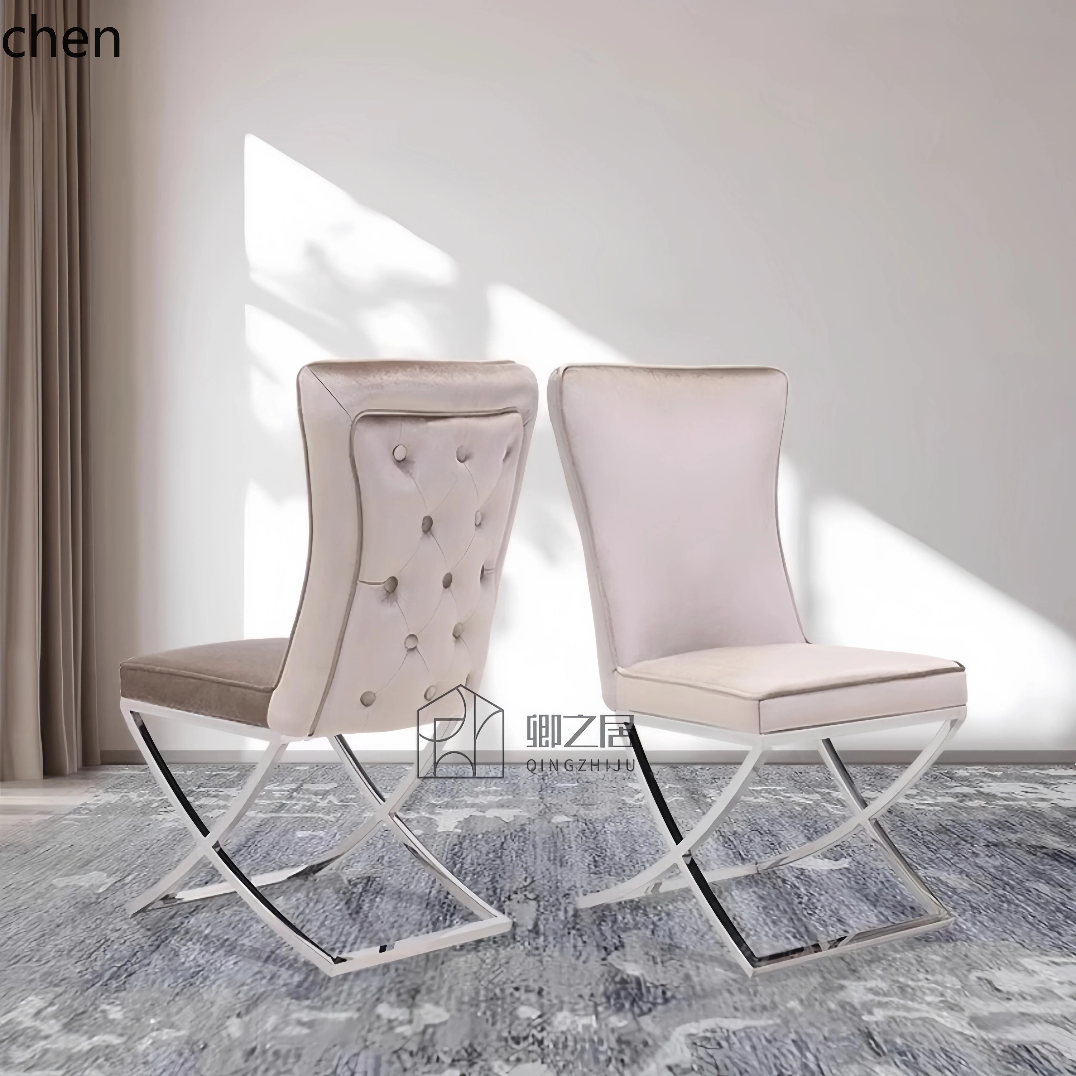 Modern MC THE BLACK DIAMOND velvet dining chair with a simple, casual design for stylish home decor.
