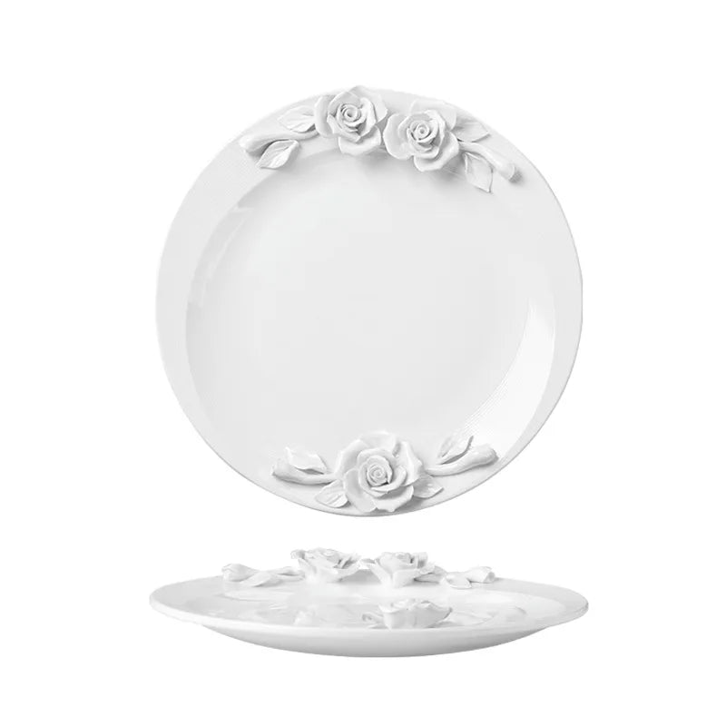 European Relief Hand Held Flower Bowl, ceramic plate, cup, and tableware set for home afternoon tea by 𝕄𝕔 𝕋𝕙𝕖 𝔹𝕝𝕒𝕔𝕜 𝔻�