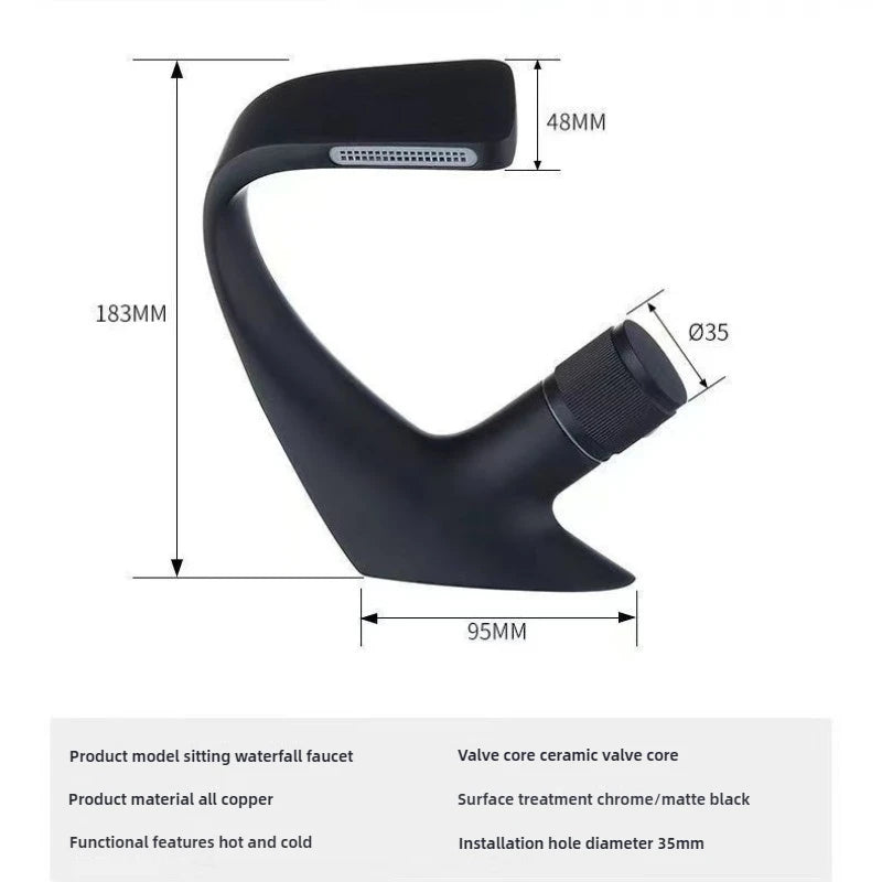 MC THE BLACK DIAMOND bathroom sink faucet with hot and cold water G1/2 thread, suitable for wash basin.